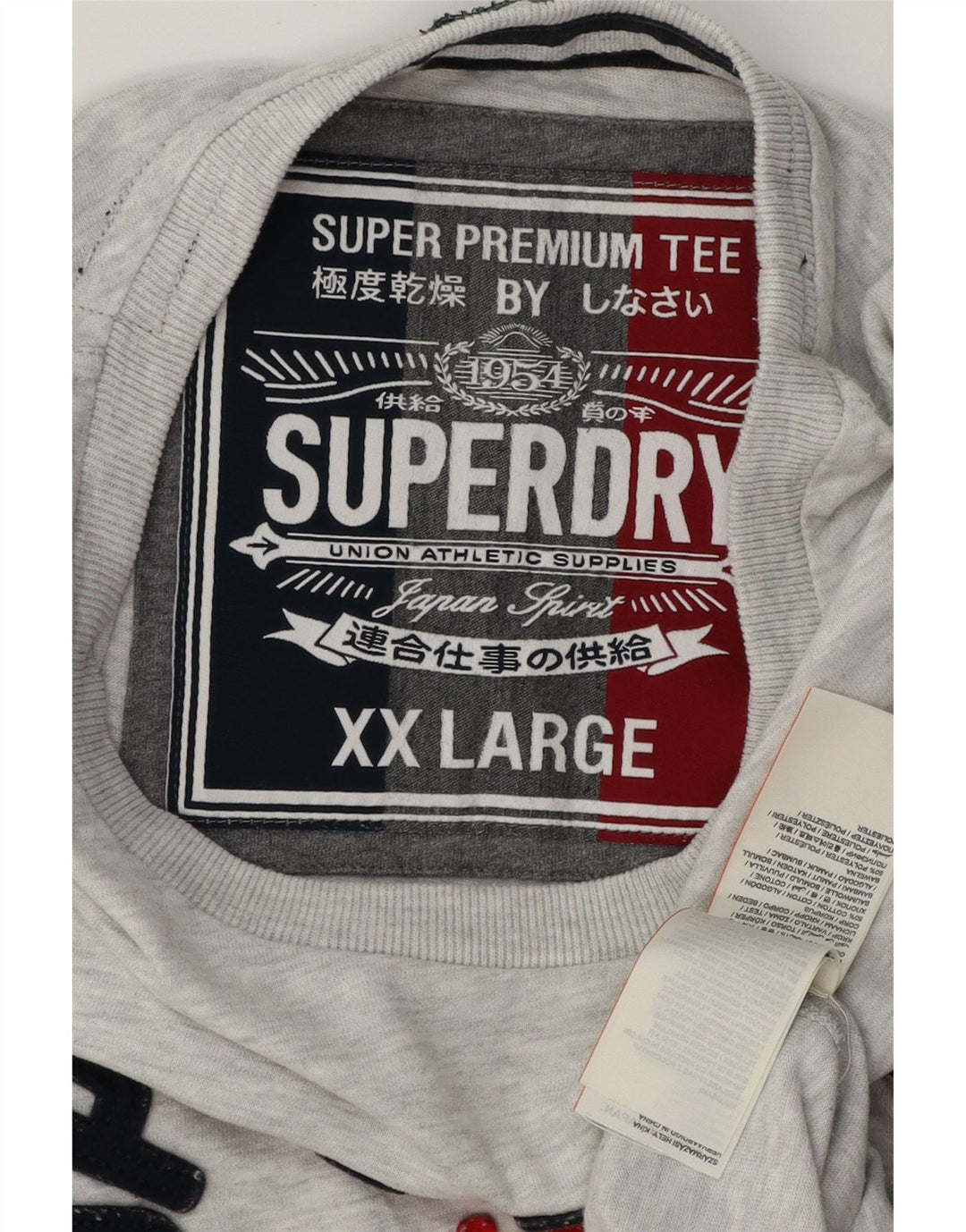 SUPERDRY Mens Graphic T-Shirt Top 2XL Grey Flecked Cotton