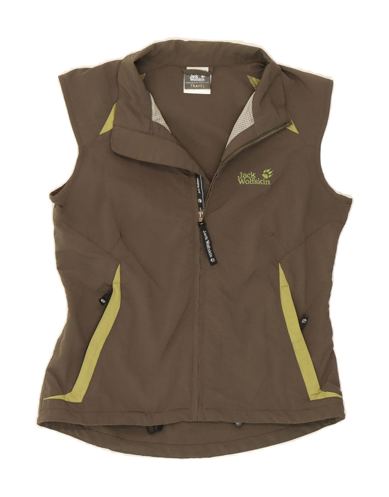 JACK WOLFSKIN Womens Tracksuit Top Jacket UK 10 Small Khaki Colourblock Vintage Jack Wolfskin and Second-Hand Jack Wolfskin from Messina Hembry 