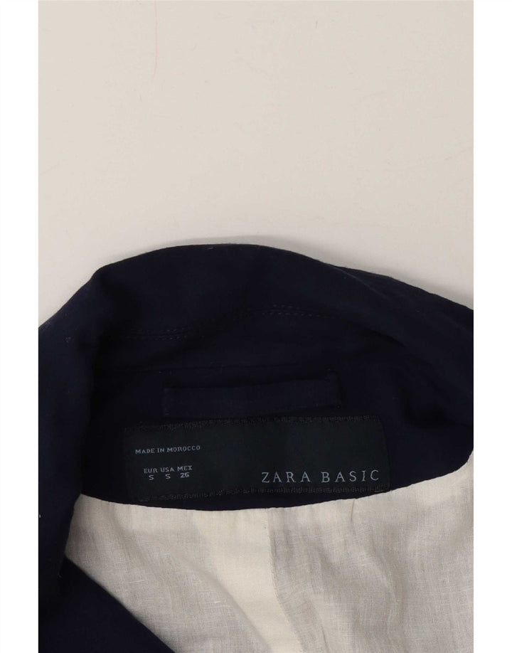 Zara Womens 1 Button Blazer Jacket UK 10 Small Navy Blue