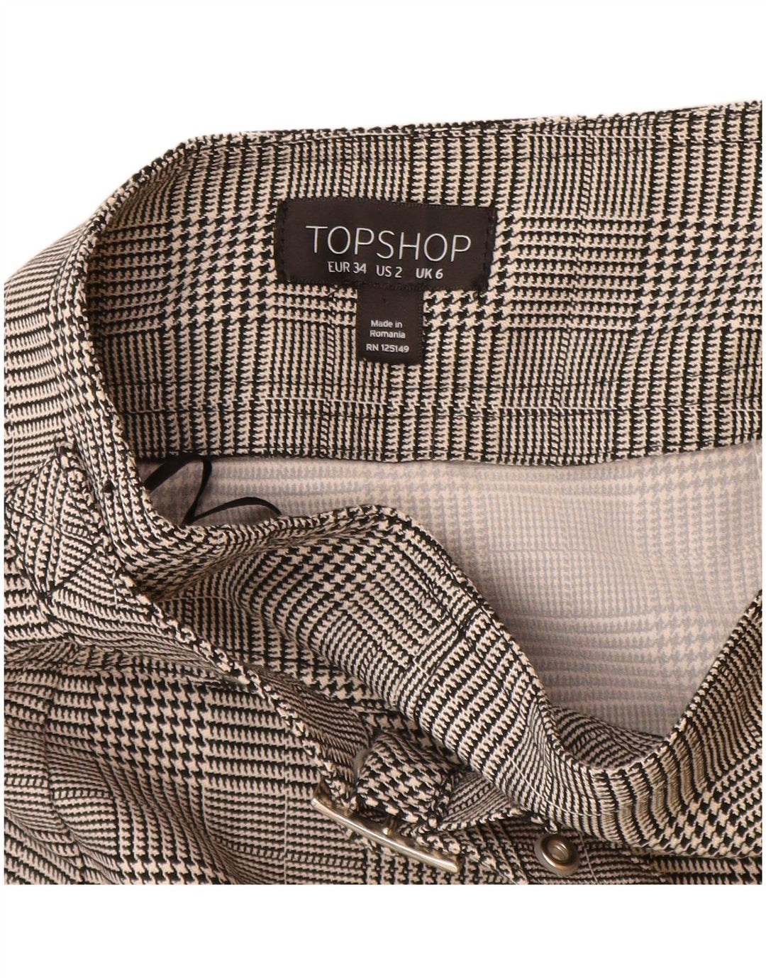 Topshop Womens Mini Skirt UK 6 XS W24 Grey Check Polyester