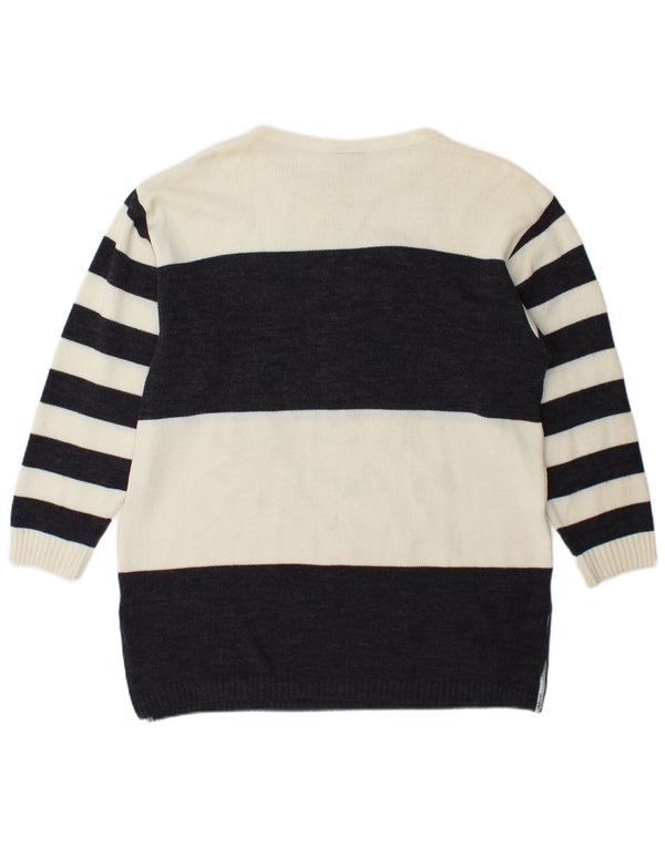 Camilla Womens Graphic Crew Neck Jumper Sweater UK 14 Large White Striped