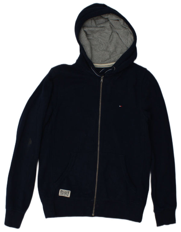 TOMMY HILFIGER Mens Zip Hoodie Sweater Small Navy Blue Cotton