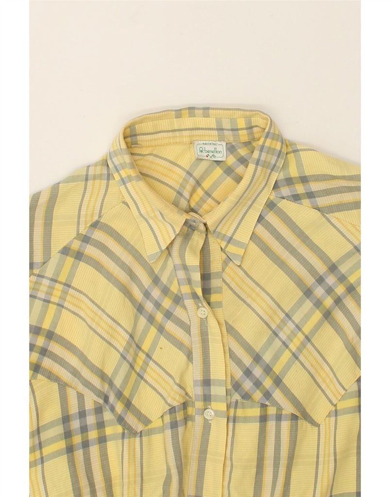 BENETTON Womens Shirt IT 42 Medium Yellow Check Cotton | Vintage Benetton | Thrift | Second-Hand Benetton | Used Clothing | Messina Hembry 