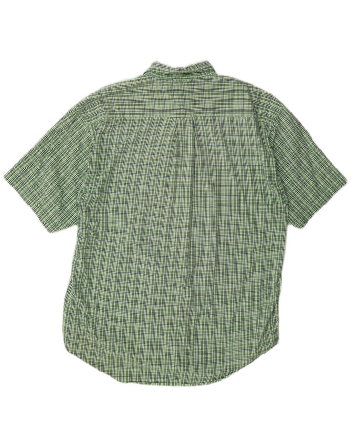 Tommy Hilfiger Mens Short Sleeve Shirt Large Green Check Cotton