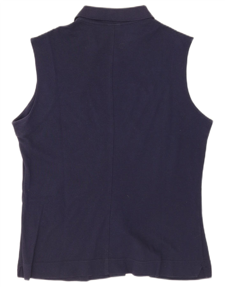 Lacoste Womens Sleeveless Shirt Size 46 XL Navy Blue Cotton