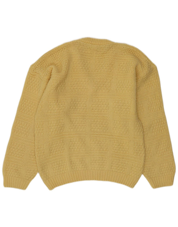 Vintage Mens V-Neck Jumper Sweater Medium Yellow Wool