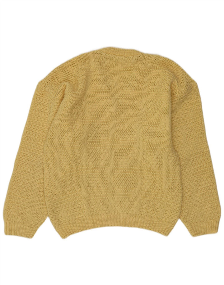 Vintage Mens V-Neck Jumper Sweater Medium Yellow Wool