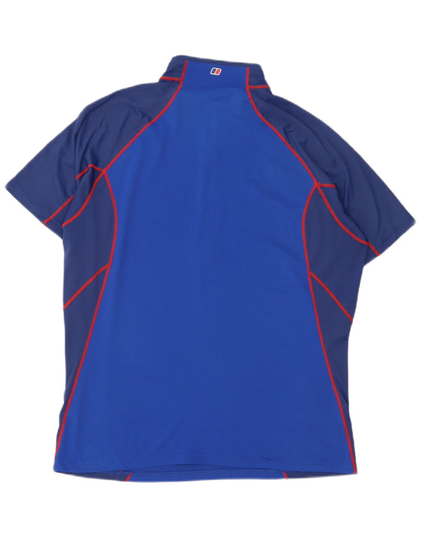 Berghaus Mens Zip Neck T-Shirt Top XL Blue Colourblock