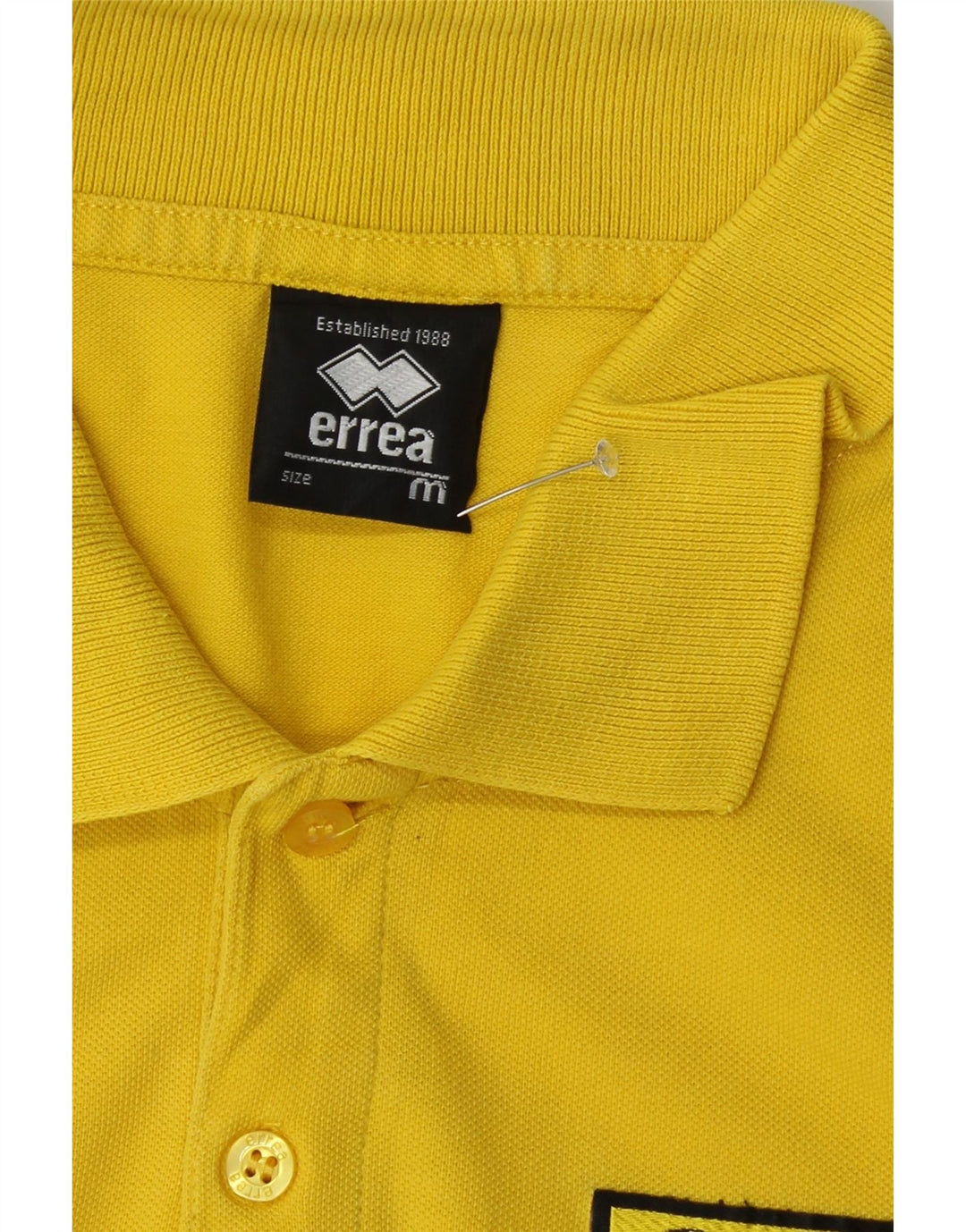 ERREA Mens Graphic Polo Shirt Medium Yellow Vintage Errea and Second-Hand Errea from Messina Hembry 