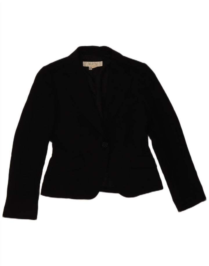 Zara Womens 1 Button Blazer Jacket EU 38 Medium Black Polyester
