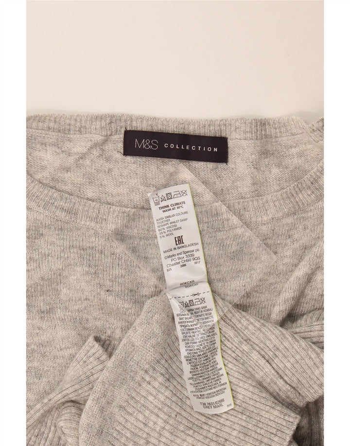 Marks & Spencer Womens Boat Neck Jumper Sweater UK 14 Medium Grey Flecked