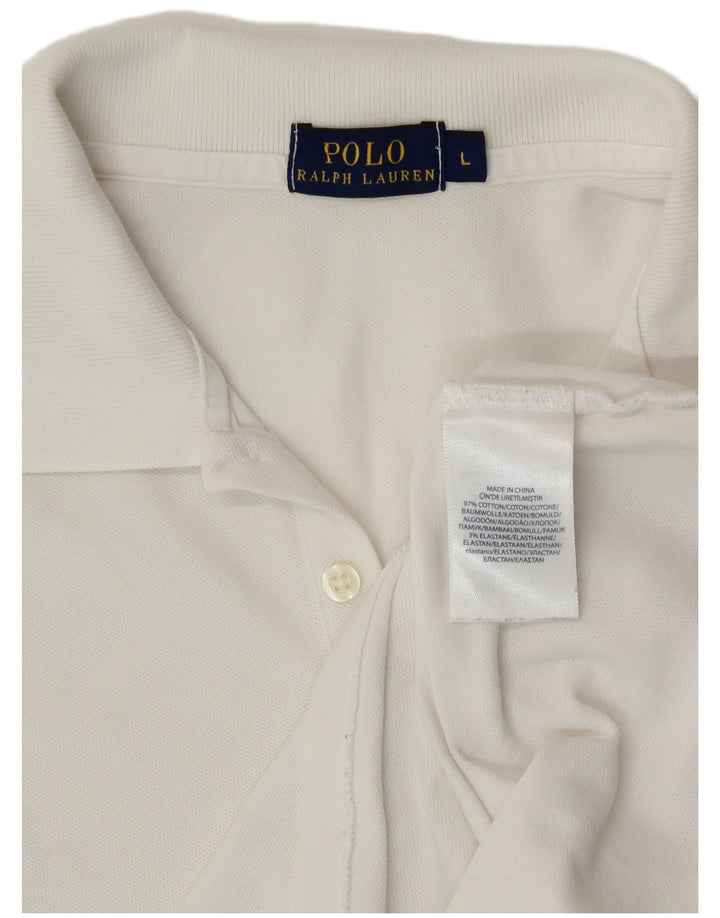 Polo Ralph Lauren Womens Polo Shirt Large Off White Cotton