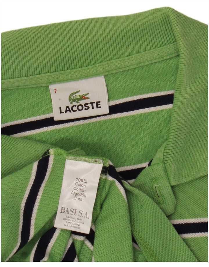 Lacoste Mens Polo Shirt Size 7 2XL Green Striped Cotton