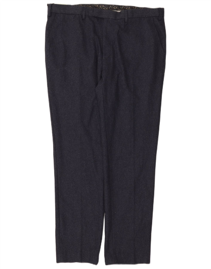 Marks & Spencer Mens Slim Chino Trousers W40 L33 Navy Blue Wool