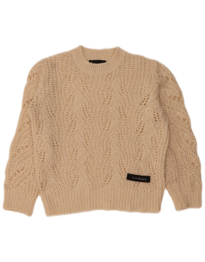 Richmond Womens Crew Neck Jumper Sweater UK 16 Large Beige