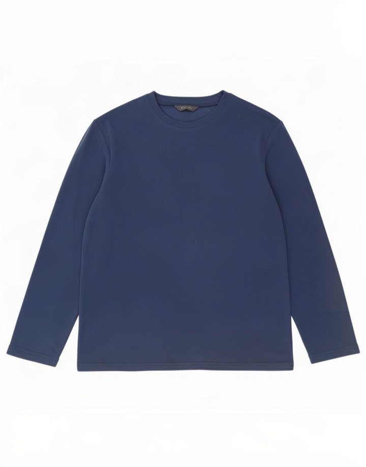 Marks & Spencer Mens Fleece Top Long Sleeve Medium Blue Polyester