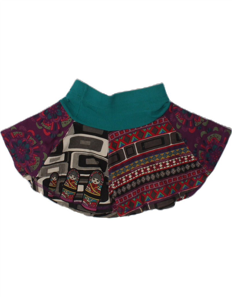 DESIGUAL Girls Crazy Pattern A-Line Skirt 7-8 Years W20 Purple Patchwork | Vintage Desigual | Thrift | Second-Hand Desigual | Used Clothing | Messina Hembry 