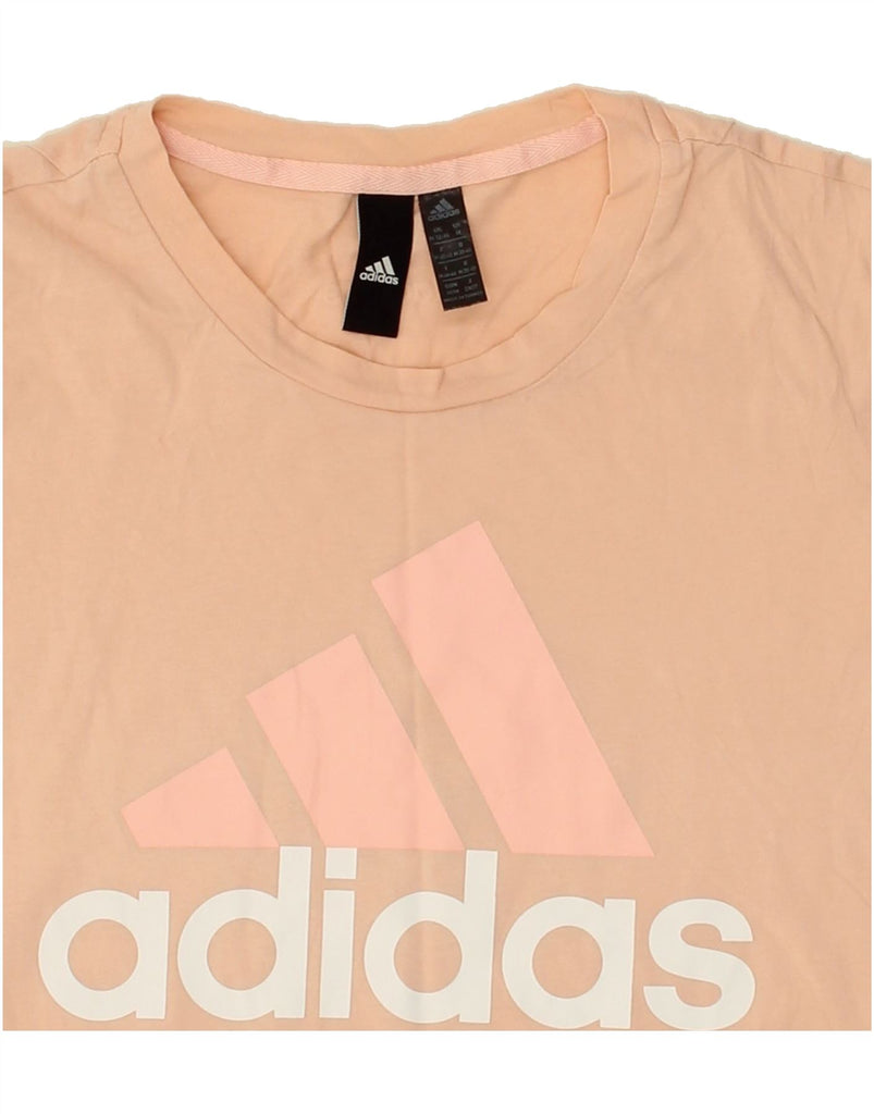 ADIDAS Womens Graphic T-Shirt Top UK 12/14 Medium  Beige | Vintage Adidas | Thrift | Second-Hand Adidas | Used Clothing | Messina Hembry 