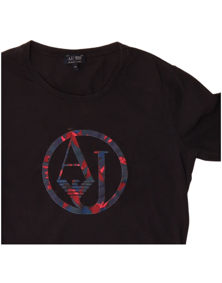 Armani Jeans Womens Graphic Top Long Sleeve IT 44 Medium Black Cotton