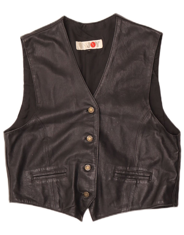 Joy Womens Leather Waistcoat IT 44 Medium Black