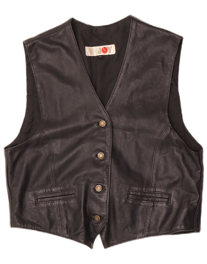 Joy Womens Leather Waistcoat IT 44 Medium Black