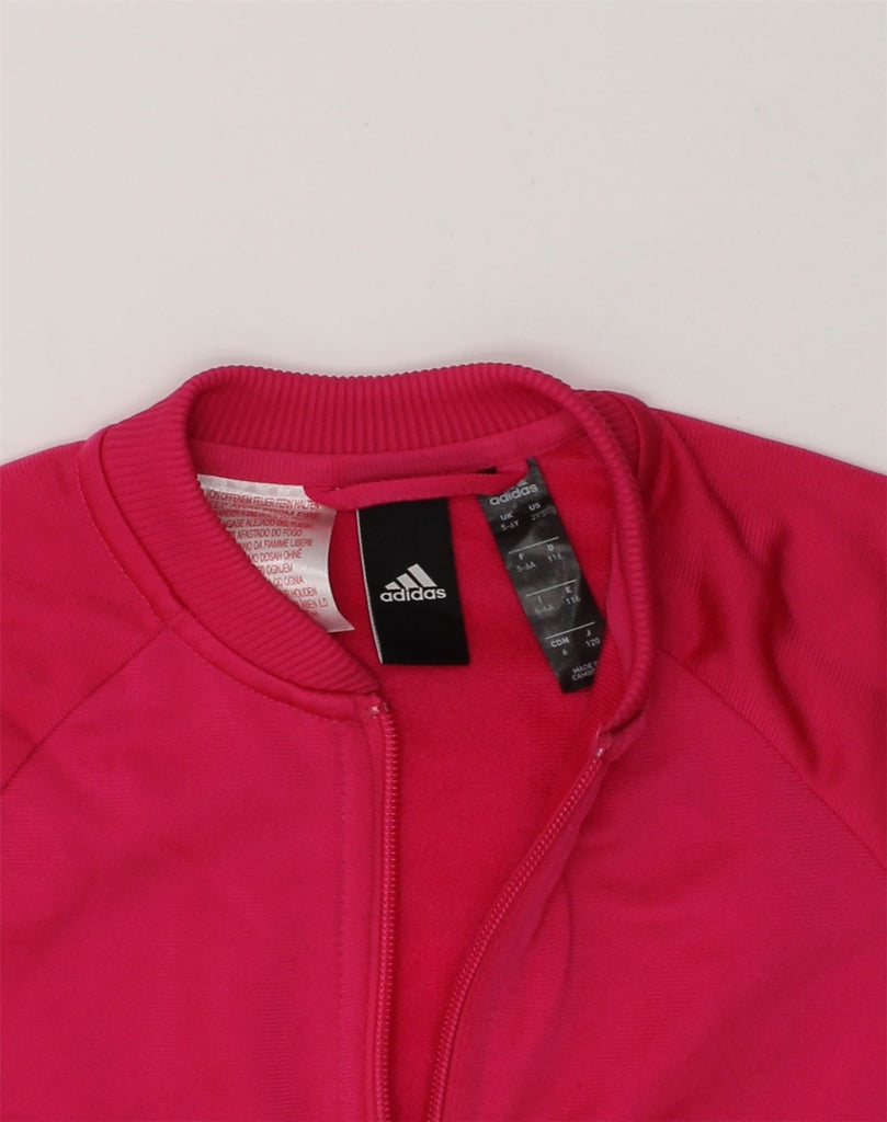 ADIDAS Girls Graphic Tracksuit Top Jacket 5-6 Years Pink Polyester | Vintage Adidas | Thrift | Second-Hand Adidas | Used Clothing | Messina Hembry 