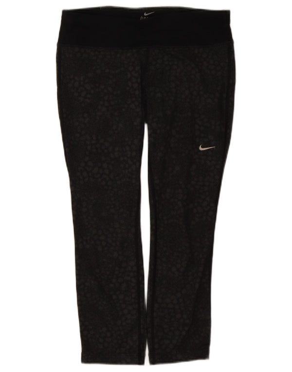 Nike Womens Dri Fit Leggings UK 10 Small  Black Geometric