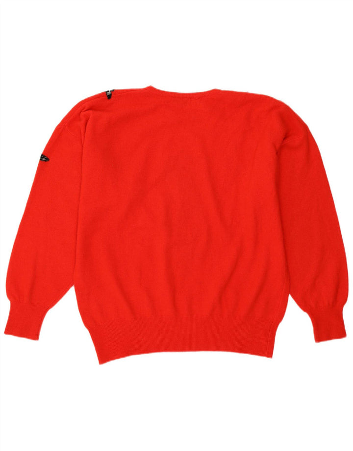 Vintage Womens Graphic Crew Neck Jumper Sweater UK 10 Small Red Geometric