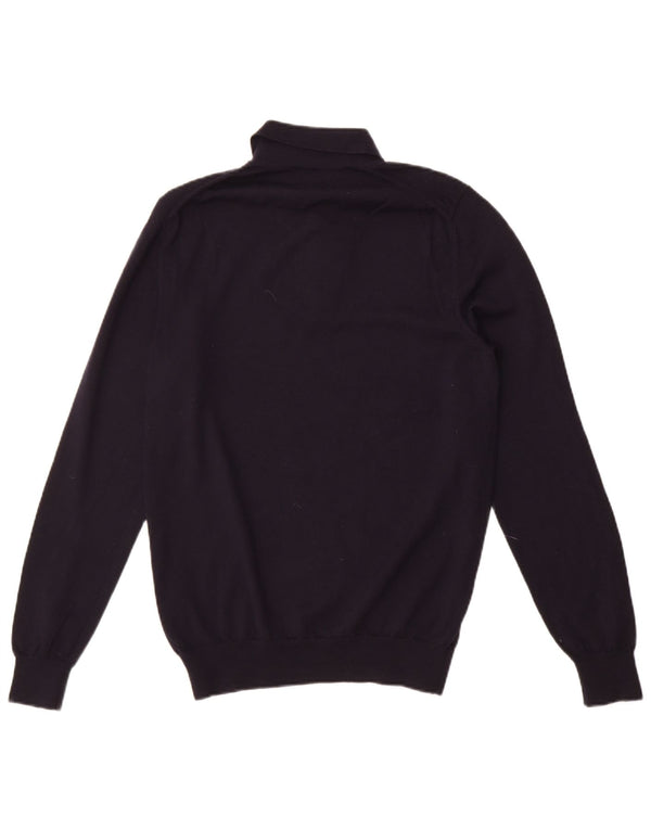 Hugo Boss Mens Polo Neck Jumper Sweater Small Navy Blue Wool