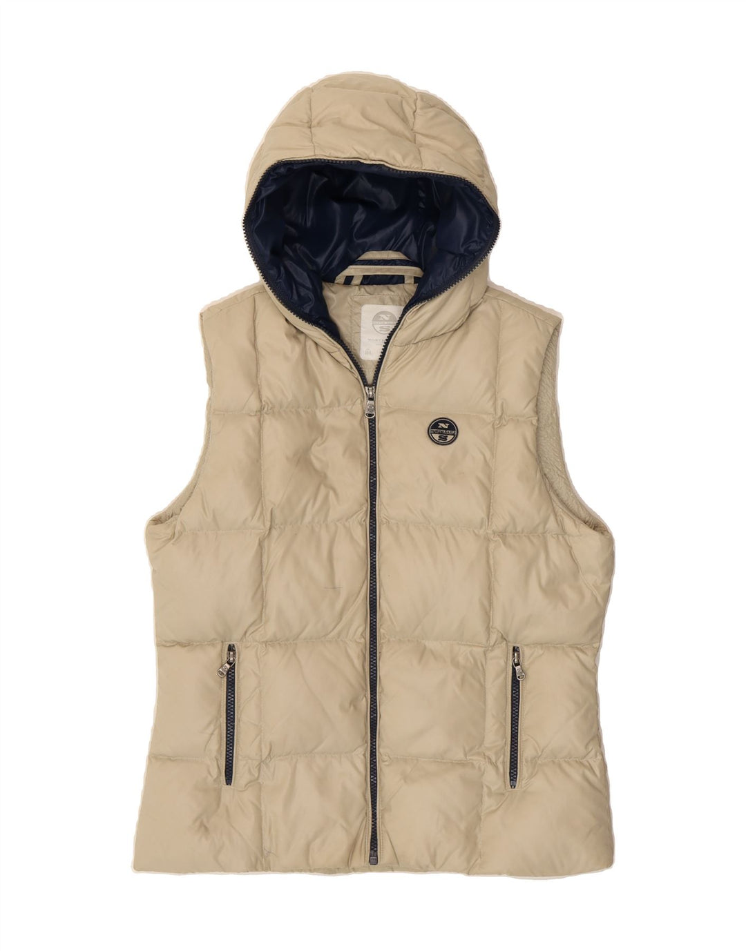 NORTH SAILS Boys Hooded Padded Gilet 13-14 Years Beige Polyamide Vintage North Sails and Second-Hand North Sails from Messina Hembry 