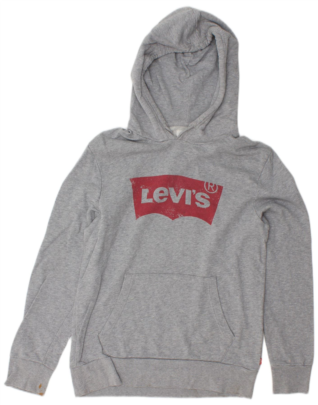 LEVI'S Mens Graphic Hoodie Jumper Small Grey Flecked Cotton