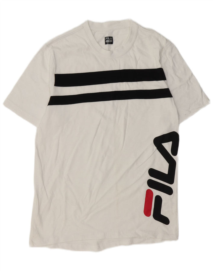 FILA Mens Graphic T-Shirt Top Medium White Striped Cotton