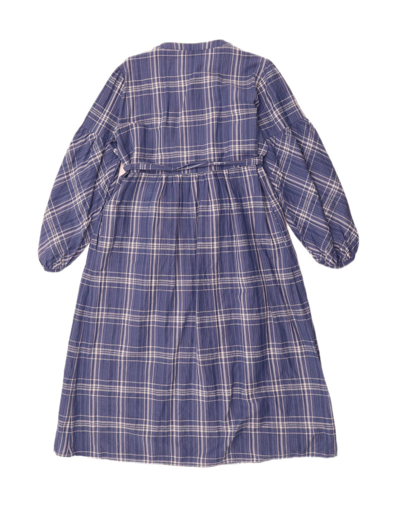 ZARA Womens Long Sleeve Maxi Dress UK 16 Large Blue Check Linen Vintage Zara and Second-Hand Zara from Messina Hembry 