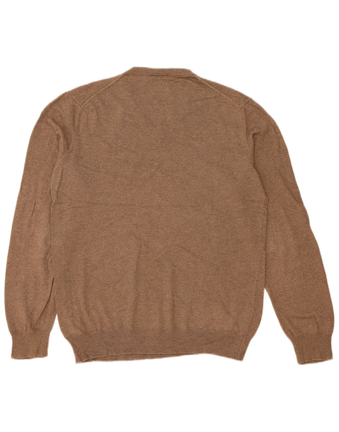 John Lewis Mens V-Neck Jumper Sweater Small Beige Cotton