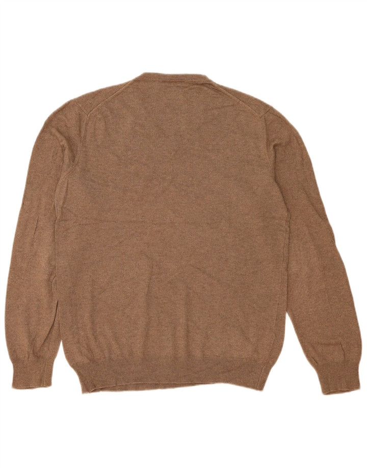 John Lewis Mens V-Neck Jumper Sweater Small Beige Cotton