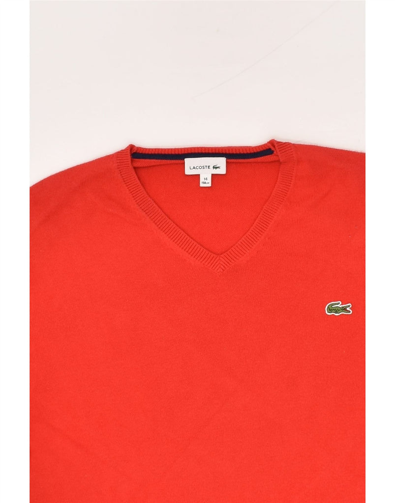 LACOSTE Boys V-Neck Jumper Sweater 13-14 Years Red Cotton | Vintage Lacoste | Thrift | Second-Hand Lacoste | Used Clothing | Messina Hembry 