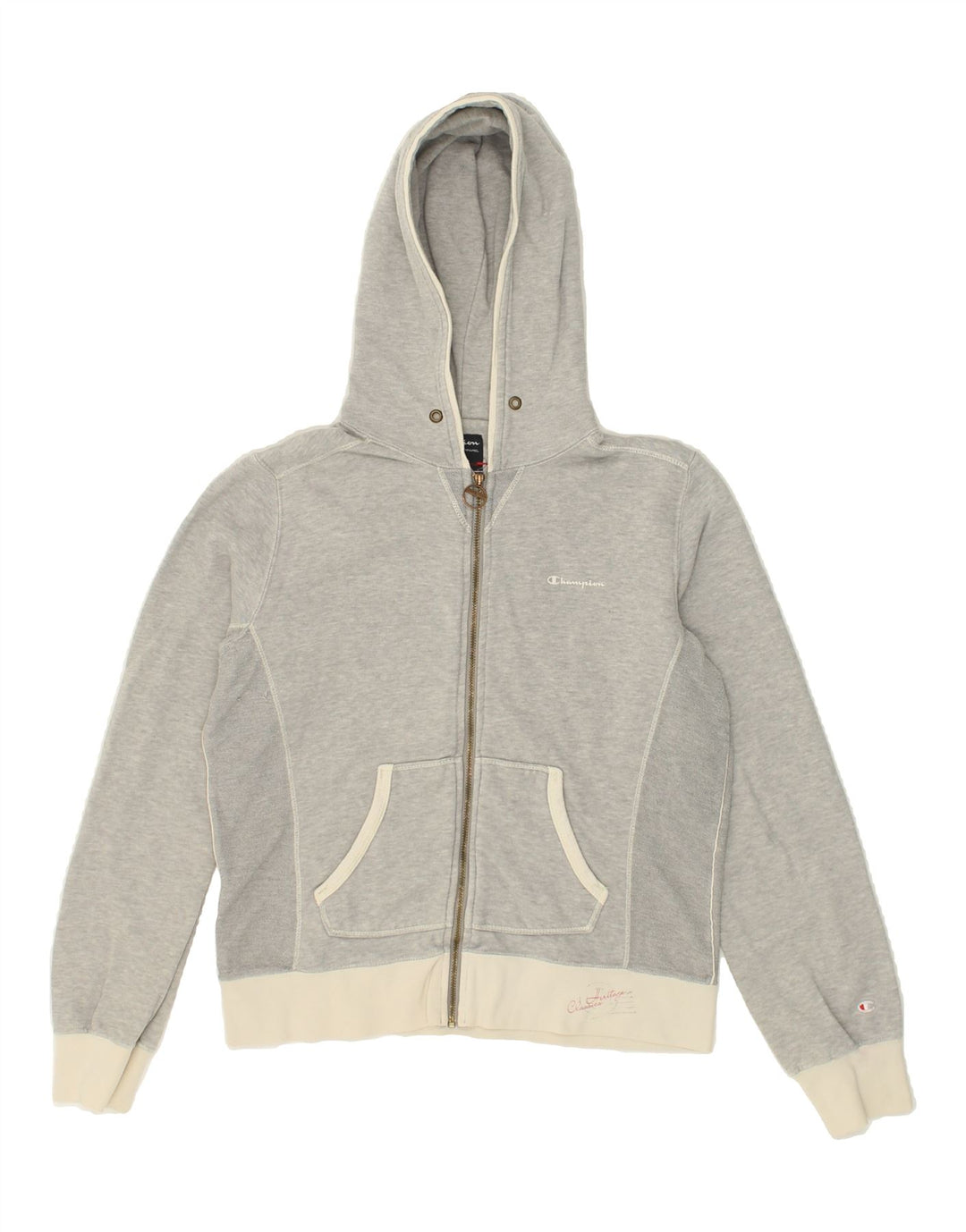 CHAMPION Womens Zip Hoodie Sweater UK 14 Medium Grey Cotton | Vintage Champion | Thrift | Second-Hand Champion | Used Clothing | Messina Hembry 