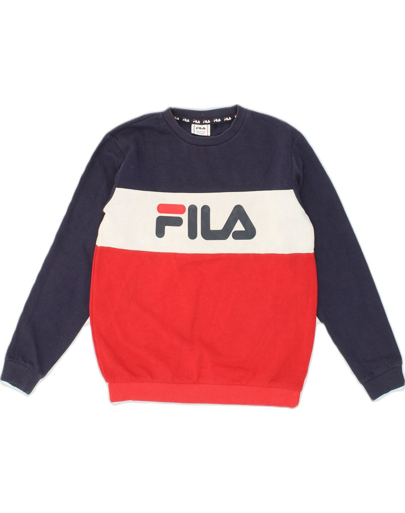 FILA Boys Graphic Sweatshirt Jumper 11-12 Years Multicoloured Colourblock | Vintage Fila | Thrift | Second-Hand Fila | Used Clothing | Messina Hembry 