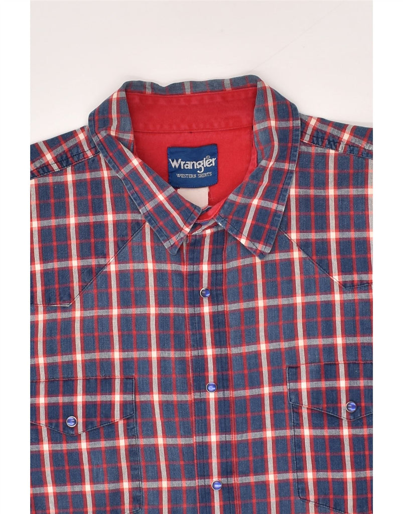 WRANGLER Mens Short Sleeve Shirt 2XL Blue Check | Vintage Wrangler | Thrift | Second-Hand Wrangler | Used Clothing | Messina Hembry 