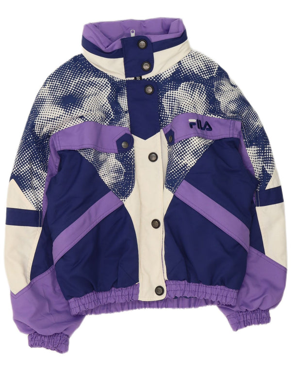Fila Womens Loose Fit Ski Jacket IT 42 Medium Purple Polyester Retro