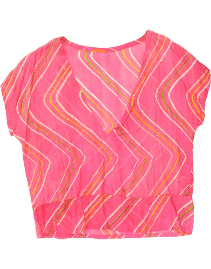 VINTAGE Womens Blouse Top UK 16 Large Pink Striped Vintage Vintage and Second-Hand Vintage from Messina Hembry 