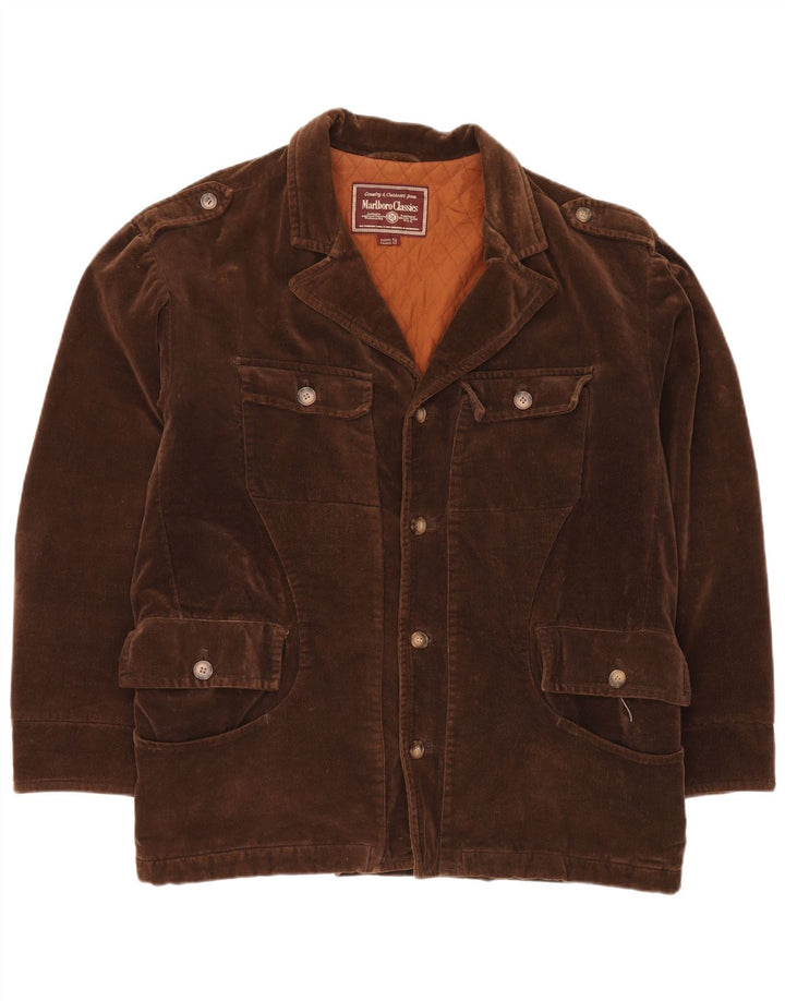 MARLBORO CLASSICS Mens Military Corduroy Jacket EU 50 Large Brown Cotton