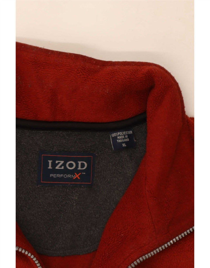 Izod Mens Zip Neck Fleece Jumper XL Red Polyester