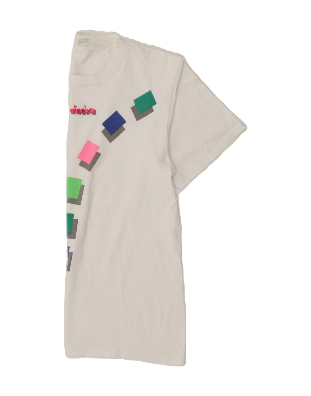 DIADORA Womens Graphic T-Shirt Top UK 12 Medium White Vintage Diadora and Second-Hand Diadora from Messina Hembry 