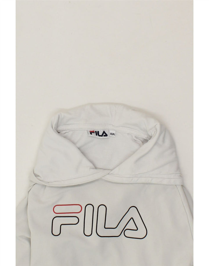 FILA Girls Graphic Crop Hoodie Jumper 9-10 Years  White Cotton Vintage Fila and Second-Hand Fila from Messina Hembry 