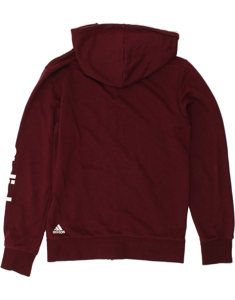 ADIDAS Mens Graphic Zip Hoodie Sweater Small Burgundy Cotton | Vintage Adidas | Thrift | Second-Hand Adidas | Used Clothing | Messina Hembry 