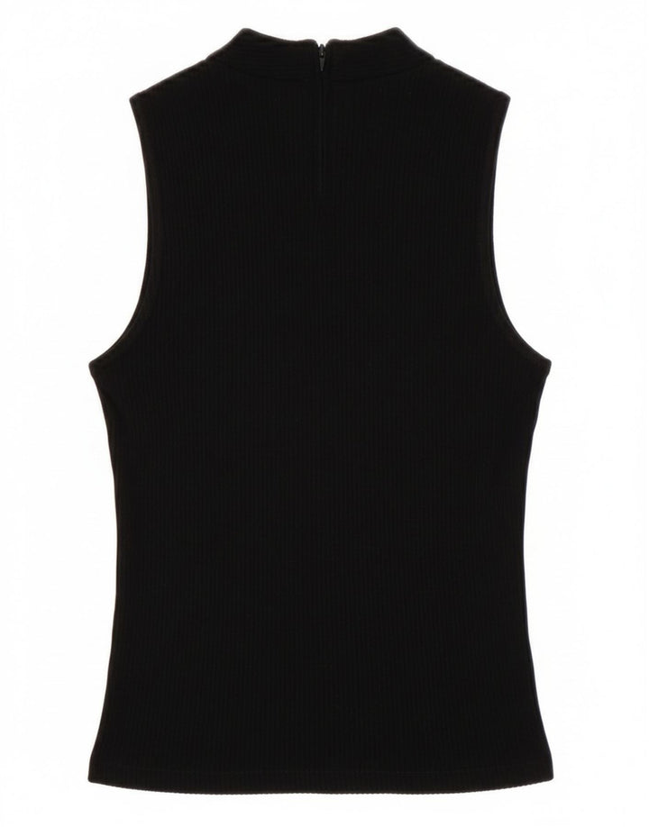 Zara Womens Sleeveless Crop Top UK 8 Small Black Viscose