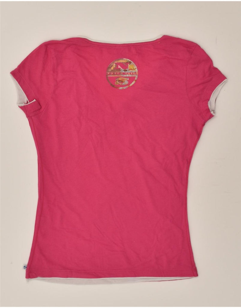 NORTH SAILS Womens T-Shirt Top UK 10 Small Pink Cotton | Vintage North Sails | Thrift | Second-Hand North Sails | Used Clothing | Messina Hembry 