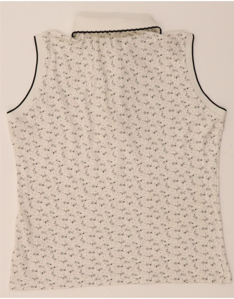 FRED PERRY Girls Sleeveless Polo Shirt 13-14 Years 2XL White Floral Cotton Vintage Fred Perry and Second-Hand Fred Perry from Messina Hembry 