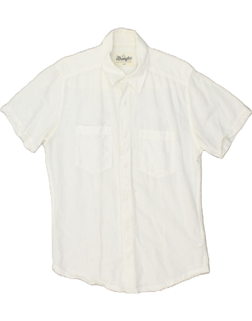 WRANGLER Mens Short Sleeve Shirt Large White Linen Vintage Wrangler and Second-Hand Wrangler from Messina Hembry 